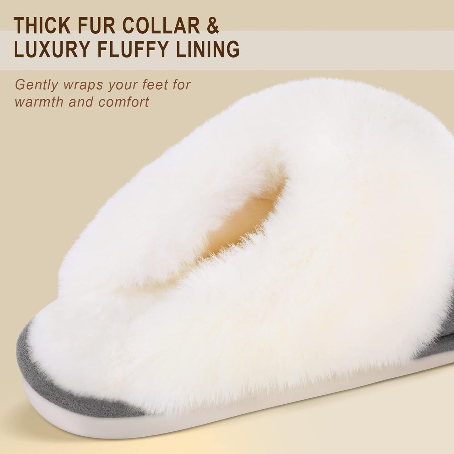 Women'S Fuzzy Slippers Memory Foam Fluffy Winter House Shoes Suede Faux Fur Slippers Indoor Outdoor