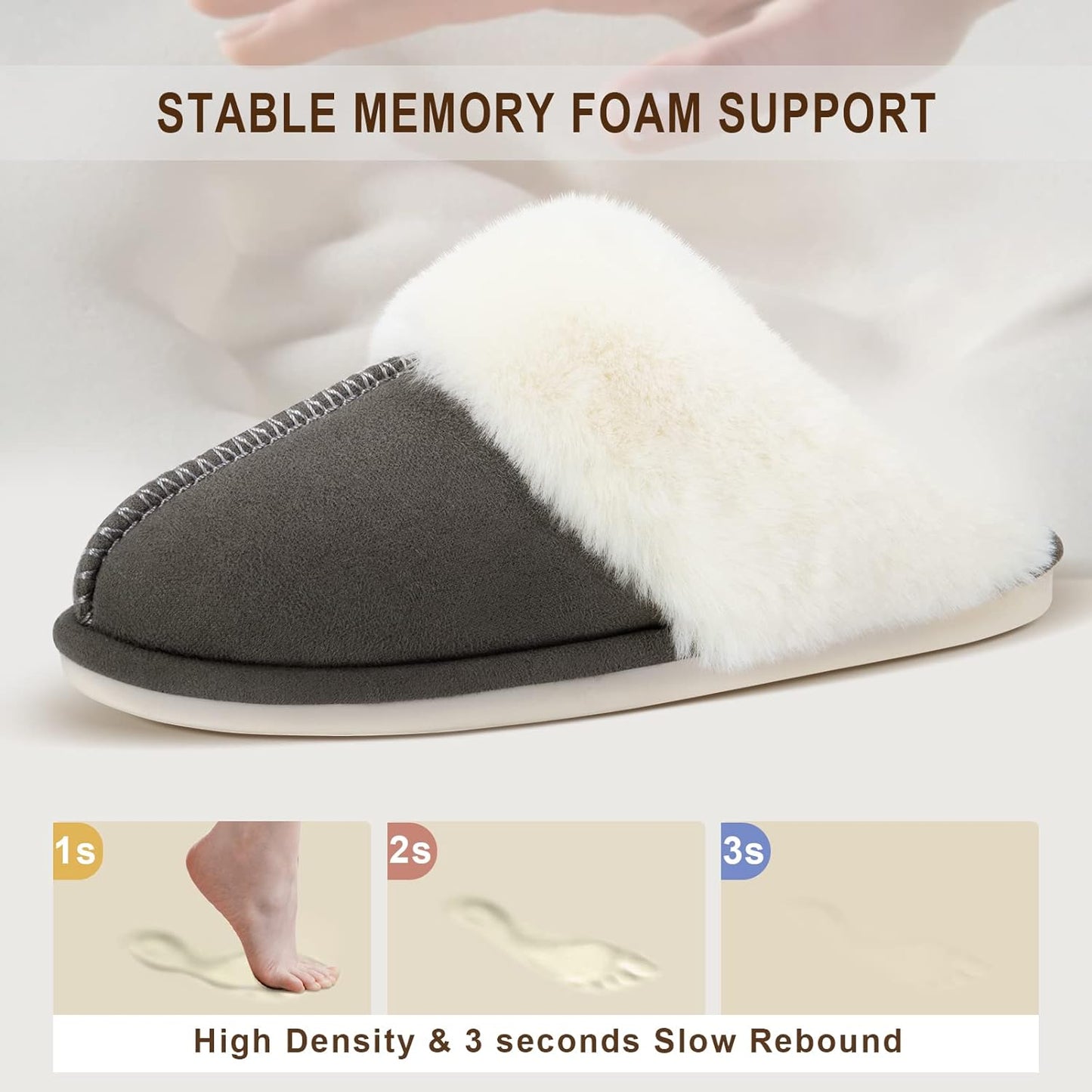 Women'S Fuzzy Slippers Memory Foam Fluffy Winter House Shoes Suede Faux Fur Slippers Indoor Outdoor